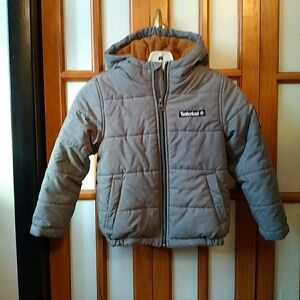 Timberland Puffer Coat With Fleece Lining And Hood, Sz 5 Youth M,Great Condition